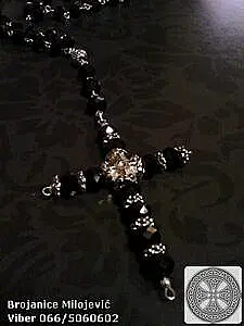 Brojanica crni kristalni krst