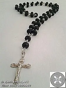 Brojanica od srebra 925 sa crnim kristalom