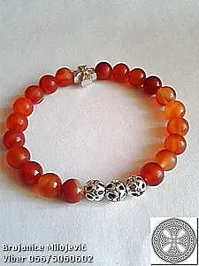 Brojanica mat karneol srebro 925