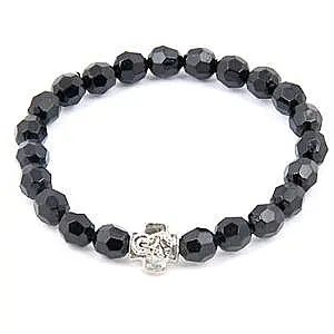 Brojanica od crnog jet kristala srebro 925