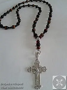 Brojanica tigrovo oko sa ćilibarom srebro 925