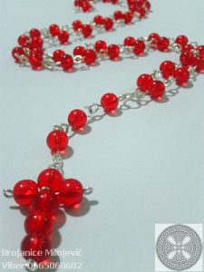 Brojanica crvena staklena perla