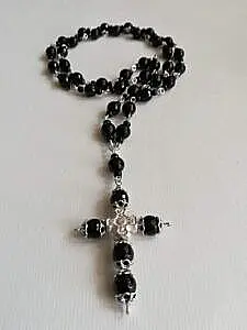 Brojanica faset oniks srebro 925