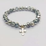 Brojanica od sivog kristala srebro