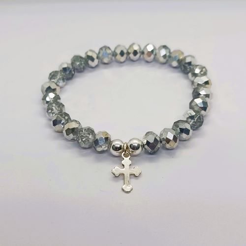 Brojanica sivi kristal srebro 925