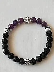 Brojanica oko ruke lava ametist srebro 925