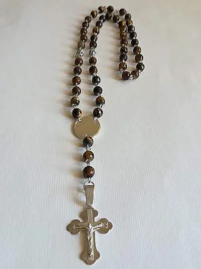 Brojanica tigrovo oko srebro 925 sa Belim andjelom