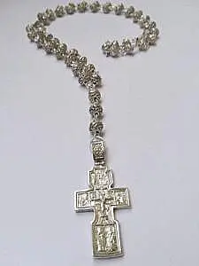 Brojanica od srebrnih perli sa monaškim krstom srebro 925