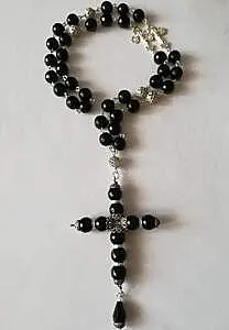 Brojanica oniks perla 12 mm srebro 925