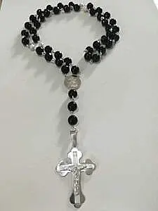 Brojanica od fasetiranog oniksa 10 mm srebro 925