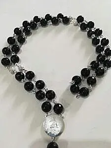 Brojanica od oniksa faset sa graviranim svetim georgijem