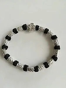 Crna pletena brojanica srebro 925