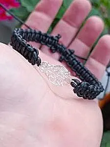 Kožna pletena brojanica sa grbom od srebra