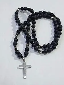 Brojanica oko vrata mat oniks lava od hirurškog čelika