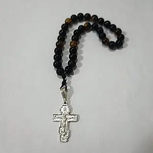 Brojanica za molitvu 33 perle oniks tigrovo oko srebro