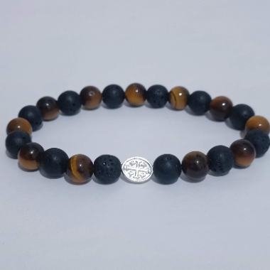 Brojanica od poludragog kamena lave i tigorovog oka