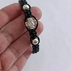 Brojanica pletena koža srebro