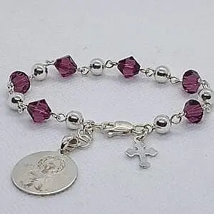 Brojanica od ljubičastog swarovski kristala srebro 925