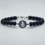 Narukvica mat oniks Sveti Georgije srebro 925