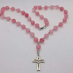 Brojanica od žada u roze boji hirurški čelik