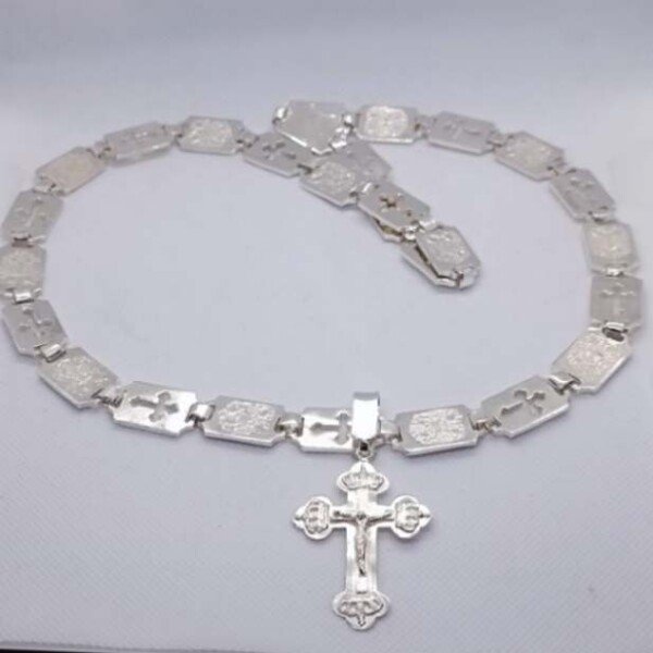 Komplet lanac sa pločicama sa krstom srebro 148 grama