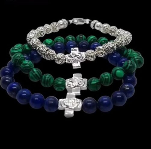 Komplet brojanica za ruku od poludragog kamena i srebra