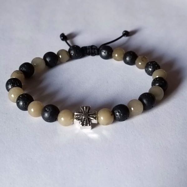 Brojanica za ruku od lave i žada