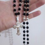 UNIKATNA BROJANICA ZA VRAT CRNI ONIKS & SREBRO 925 63 cm