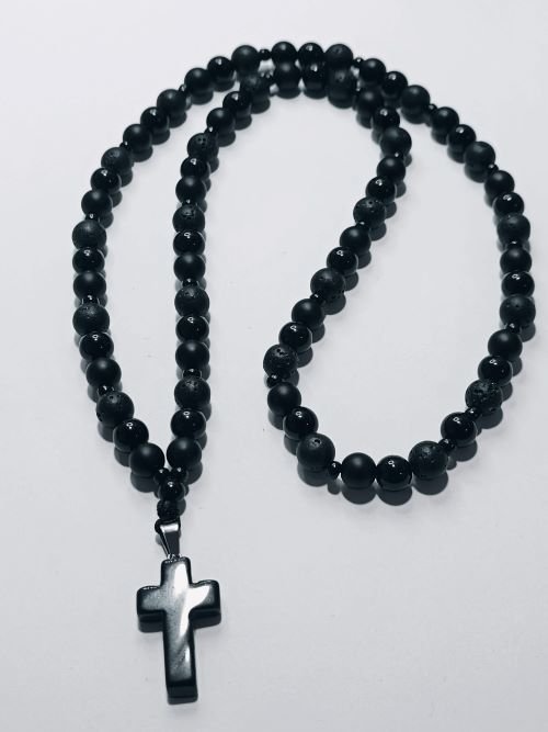 Brojanica za vrat od lave i mat oniksa