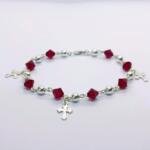 Brojanica crveni swarovski rubin kristal tri krstića