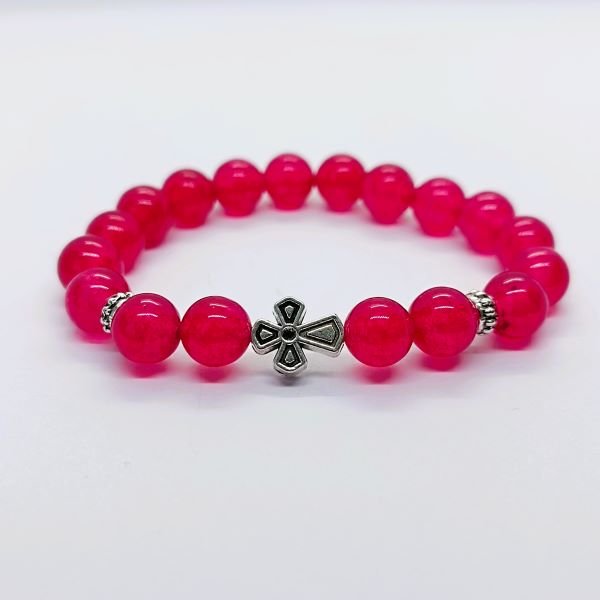 Brojanica za ruku od žada boje maline