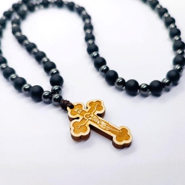 Brojanica za vrat od oniksa i hematita