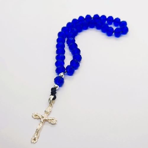 Molitvena brojanica plavi kristal srebro