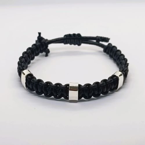 Narukvica koža srebro